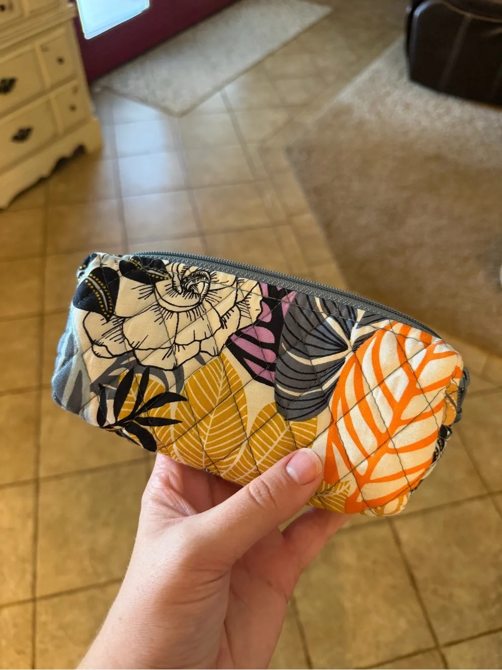 Vera Bradley Clear Cosmetic Travel Case with Multicolor Floral Trim